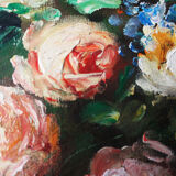 Painting bouquet old oil on canvas
