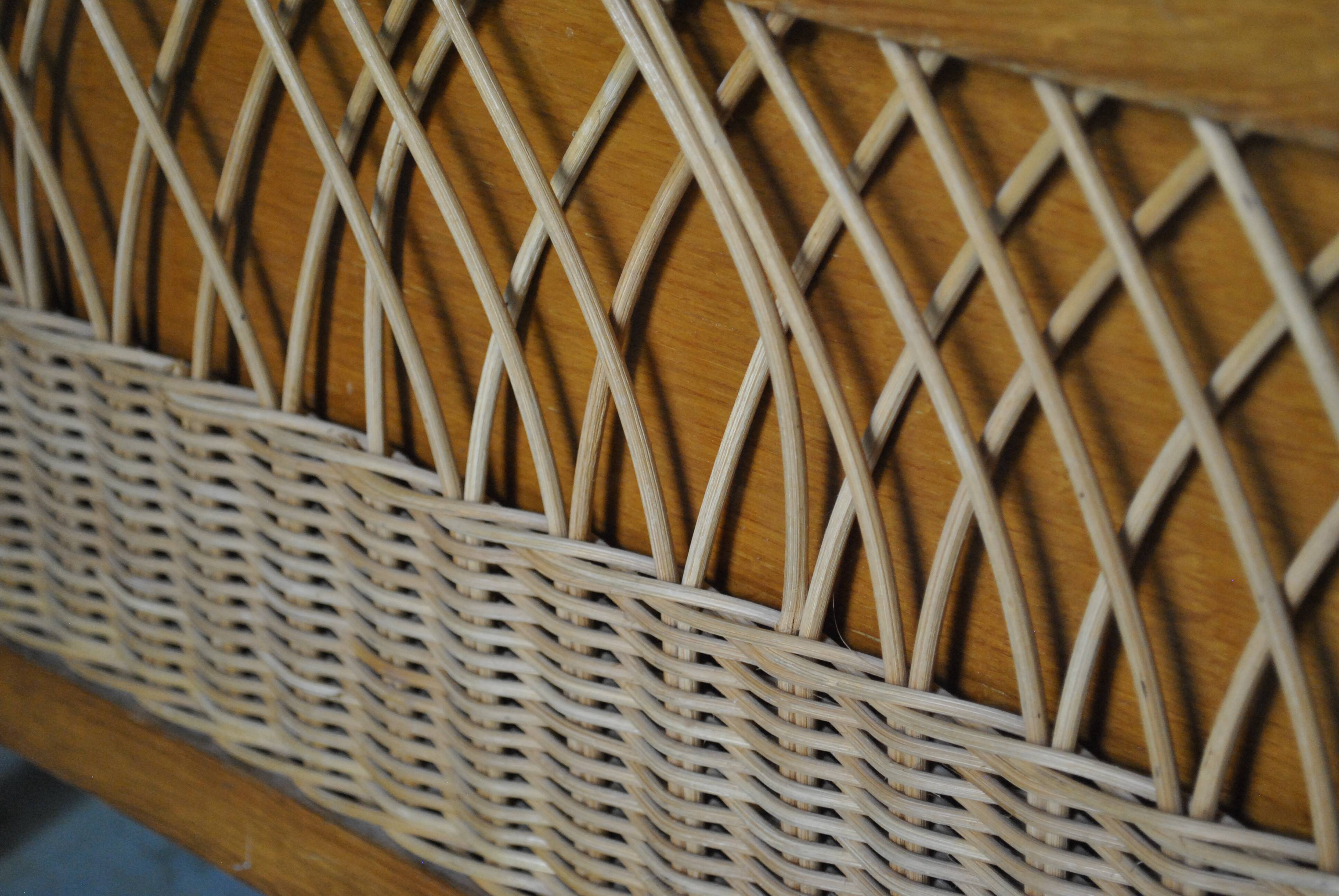 Coffre banc rotin 1960 vintage
