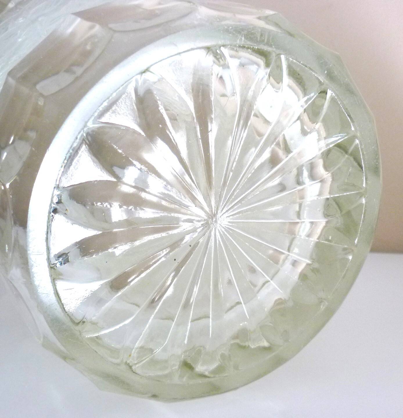 Champagne bucket, Art Deco style and period, thick, molded, frosted crystal