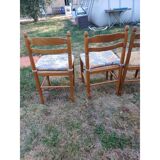 6 wooden kitchen chairs, straw-covered
