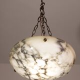 Art Deco White Albaster Chandelier, 1950s