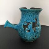 Ceramic pitcher in blue and black color "sea foam"