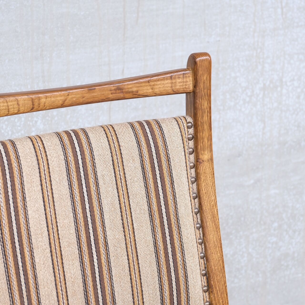 Set of six mid-century oak upholstered danish dining chairs