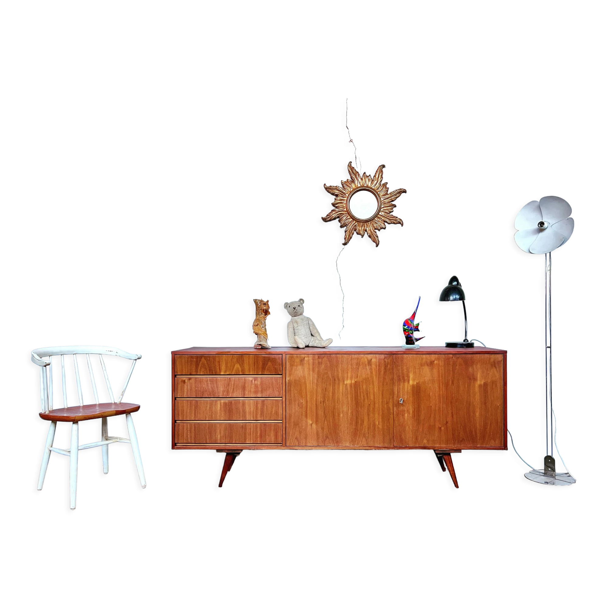 Vintage teak compass feet