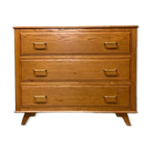 Commode Vintage En Chêne Trois Tiroirs