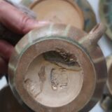 Service box enamelled stoneware coffee cups, pierrefonds 1950