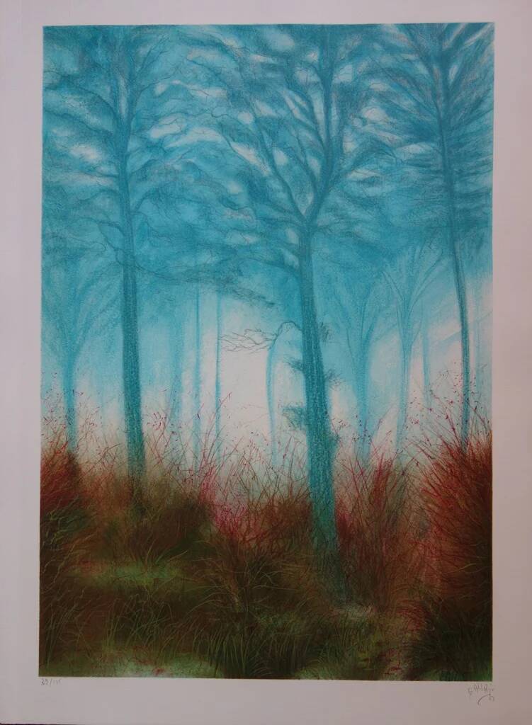 Daniel Gallais: Aurora Japan, original signed lithograph