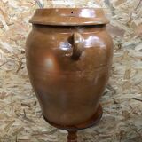 Ancien saloir pot 50l grès émaillé beige