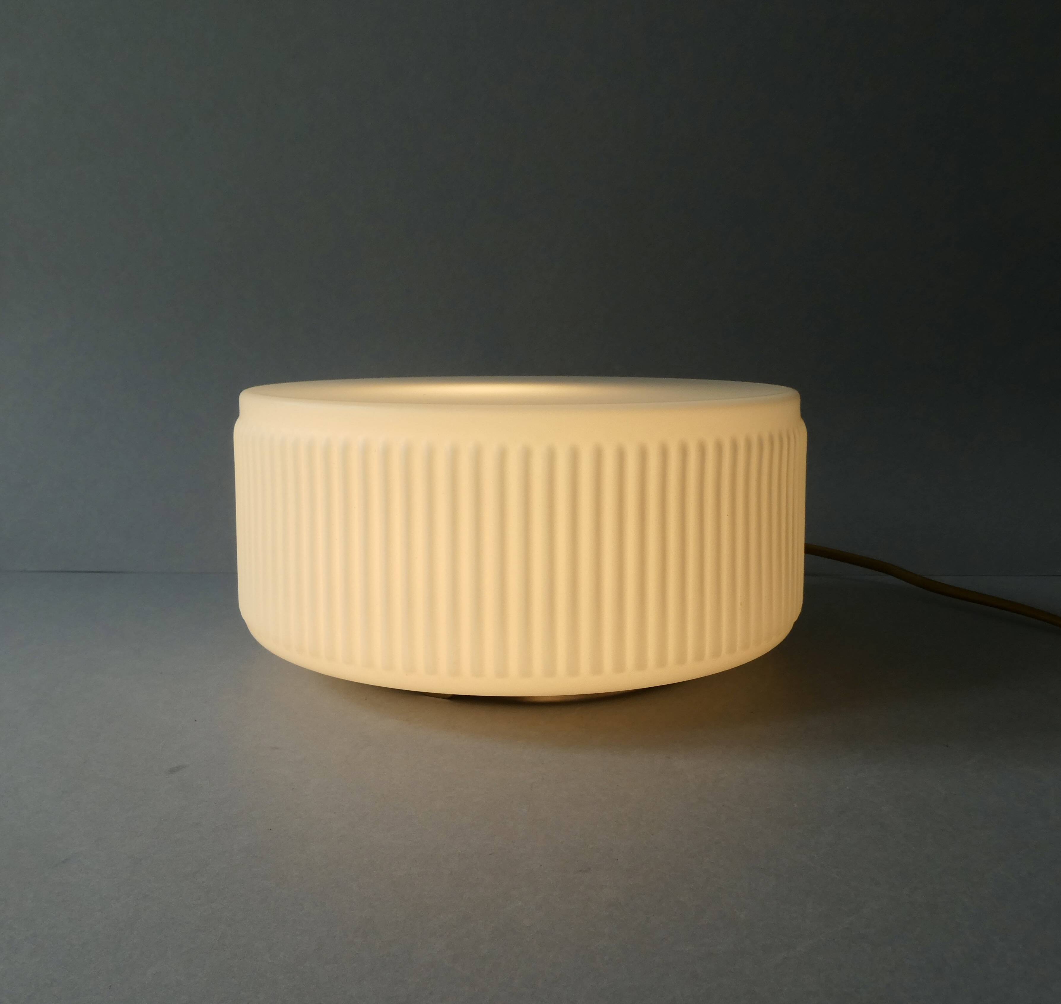 Wall or ceiling light in metal and matt white glass, 1950s