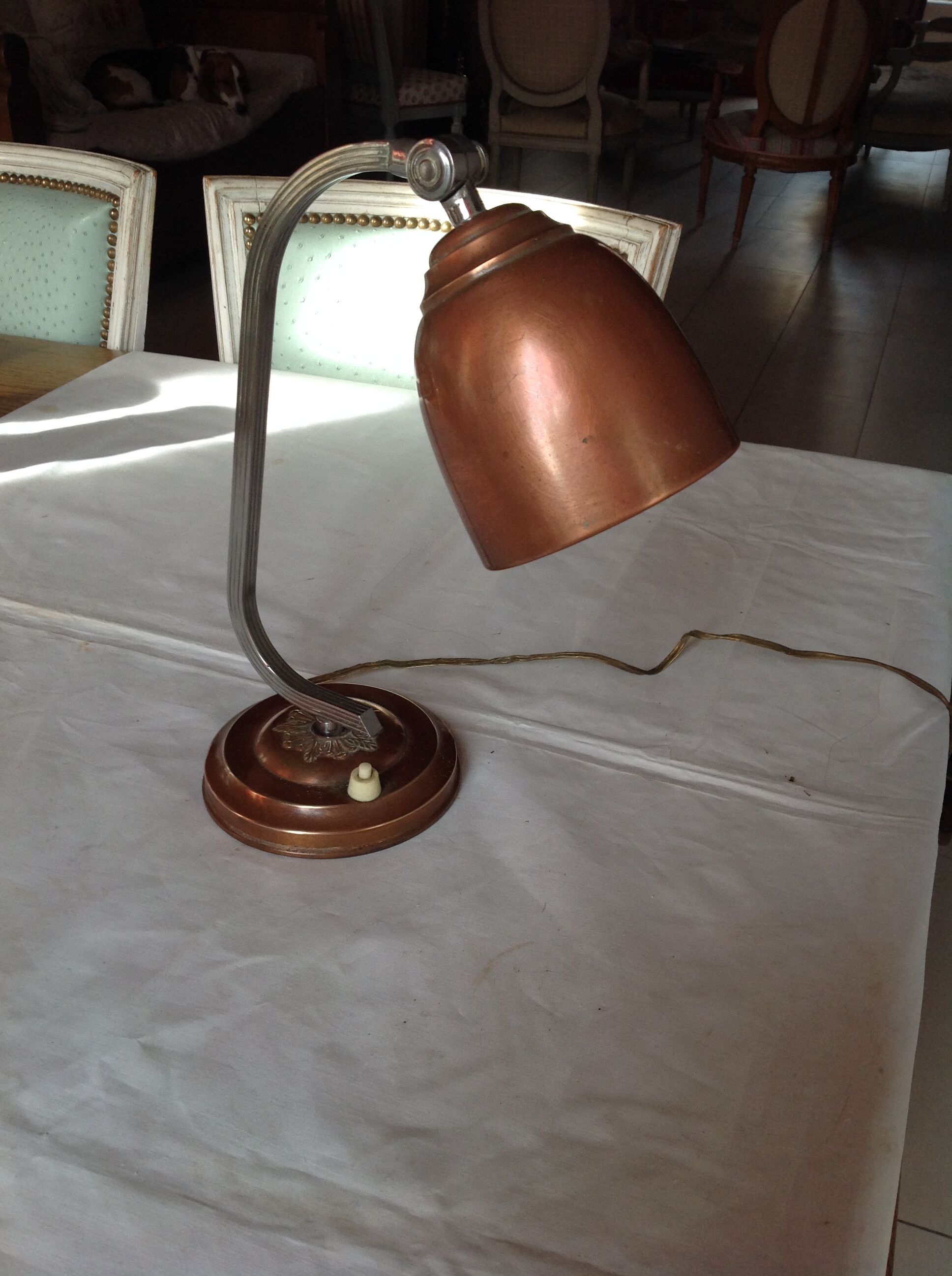 Old copper desk lamp