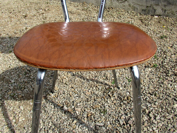 Suite de 4 chaises skaï et chrome