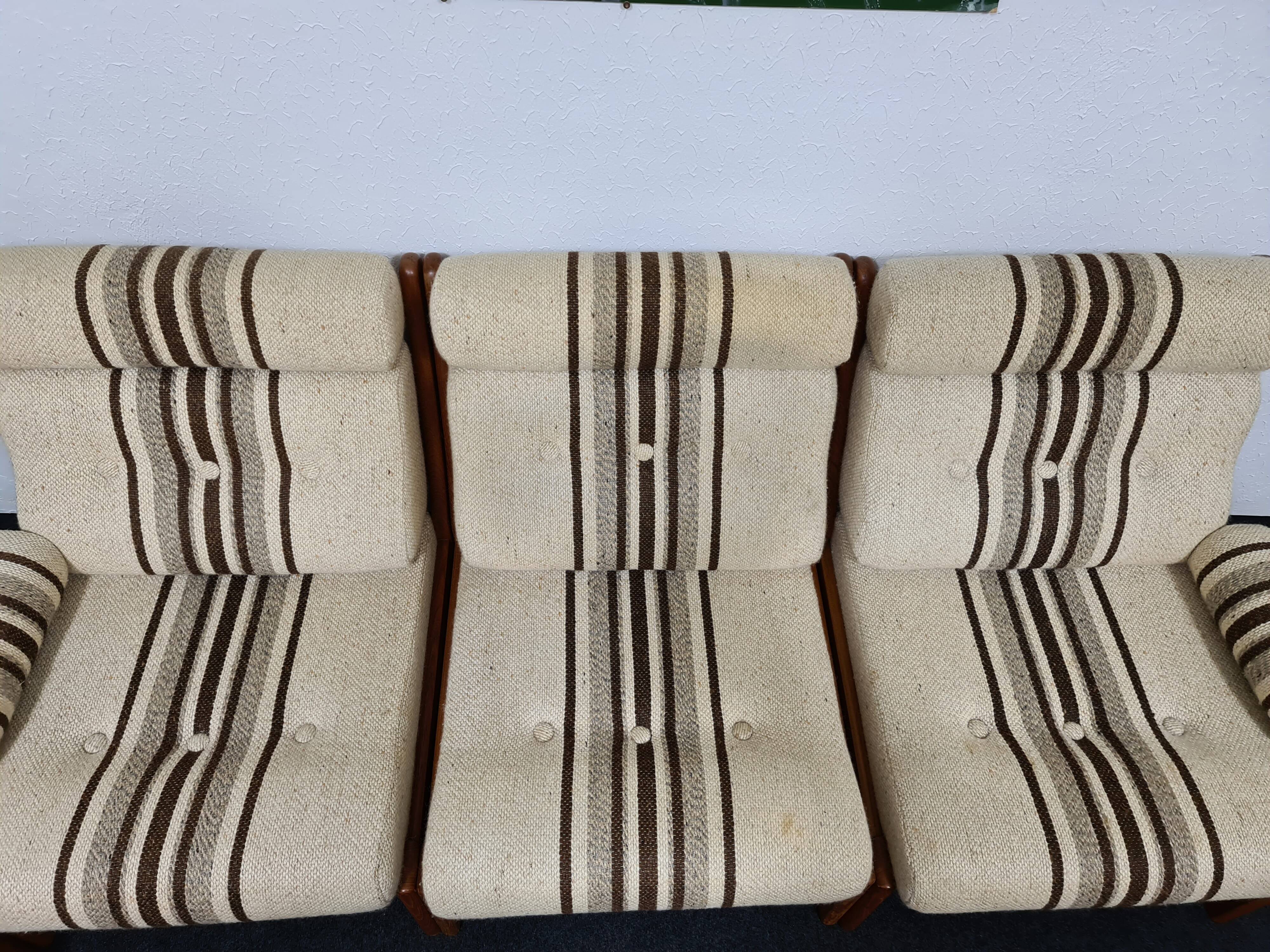 Set de salon vintage des années 70 en teck 6 pièces