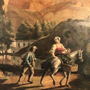 Louis XVI style trumeau in 19th century lacquered wood 196x172cm