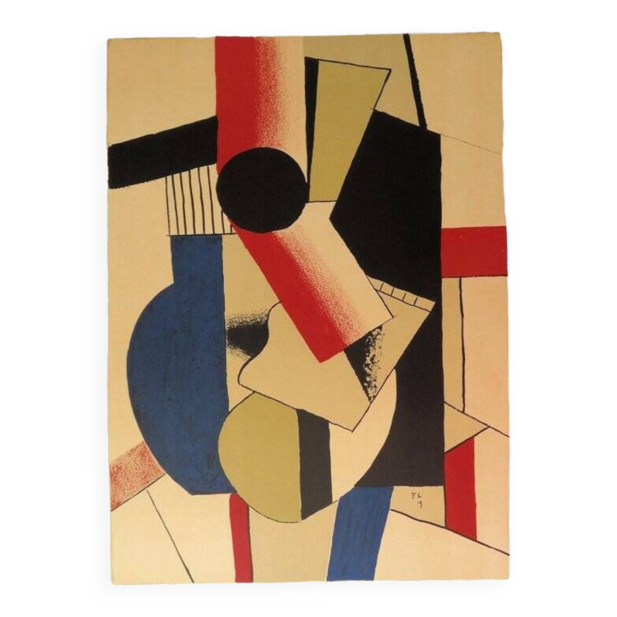 Fernand leger: cubist composition on guitar, signed