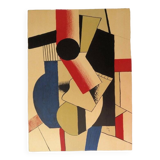 Fernand leger: cubist composition on guitar, signed lithograph - 1979