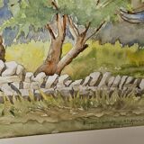 Watercolor of the dovecote of Camboulan Aveyron signed Annick Mesnil