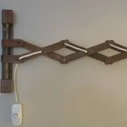 Large concertina scissor wall light in teak by Eric Hansen  Denmark 1960s