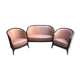 Lot of 2 armchairs and a sofa from Baumann in black wood and marble rose leather