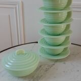 Coffee/tea set in 30s green opaline