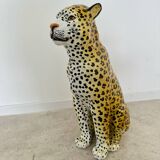Antique terracotta leopard sculpture from the 70s vintage Italian design