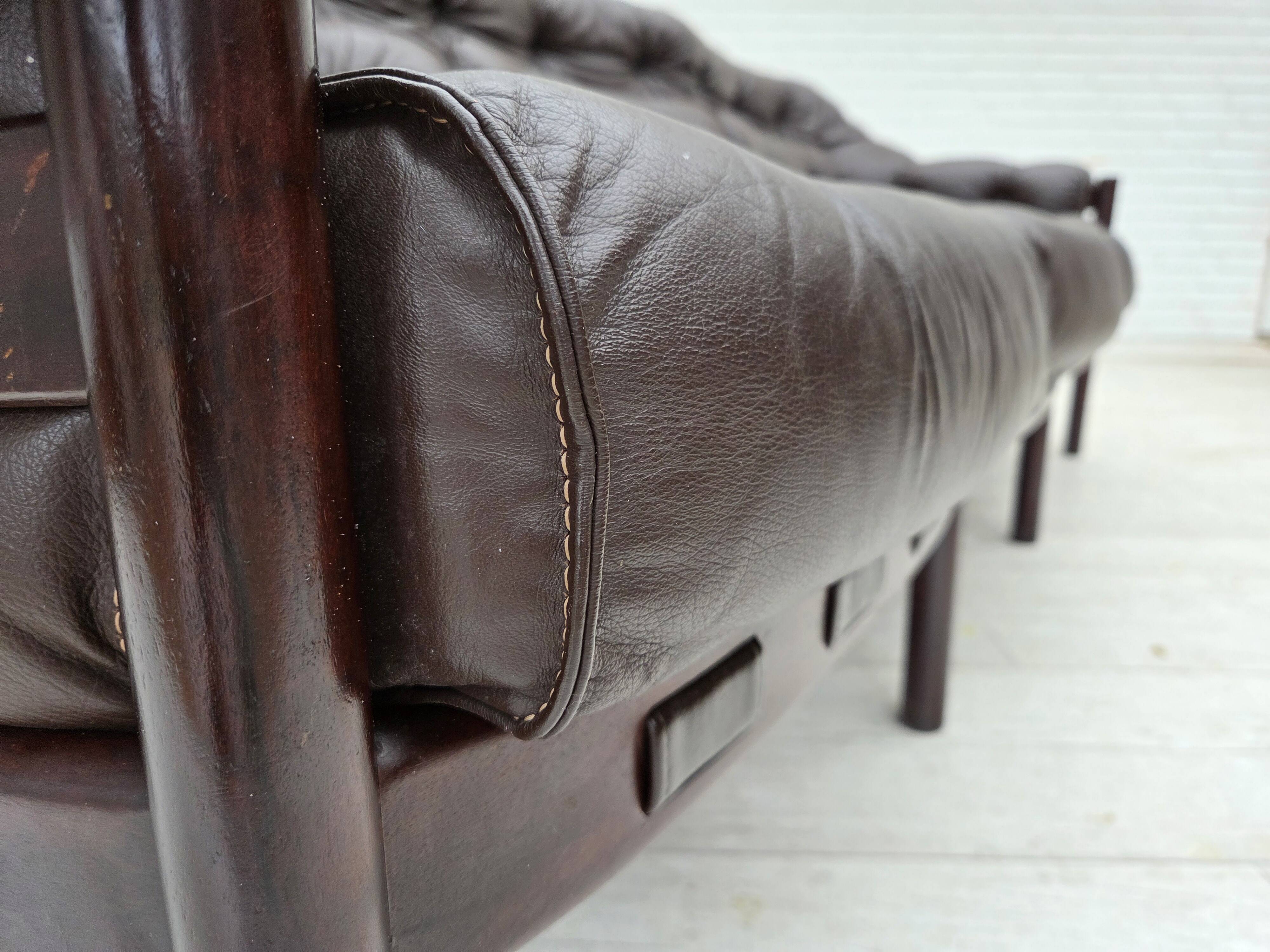 1970s, Scandinavian 3-seater sofa by Arne Norell, furniture leather.
