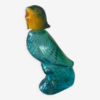 Vintage molded glass parakeet bottle from the 70s