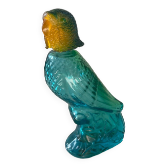 Vintage molded glass parakeet bottle from the 70s