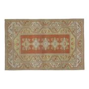 1970s Vintage Turkish Handmade Wool & Cotton Orange Area Rug 159x246