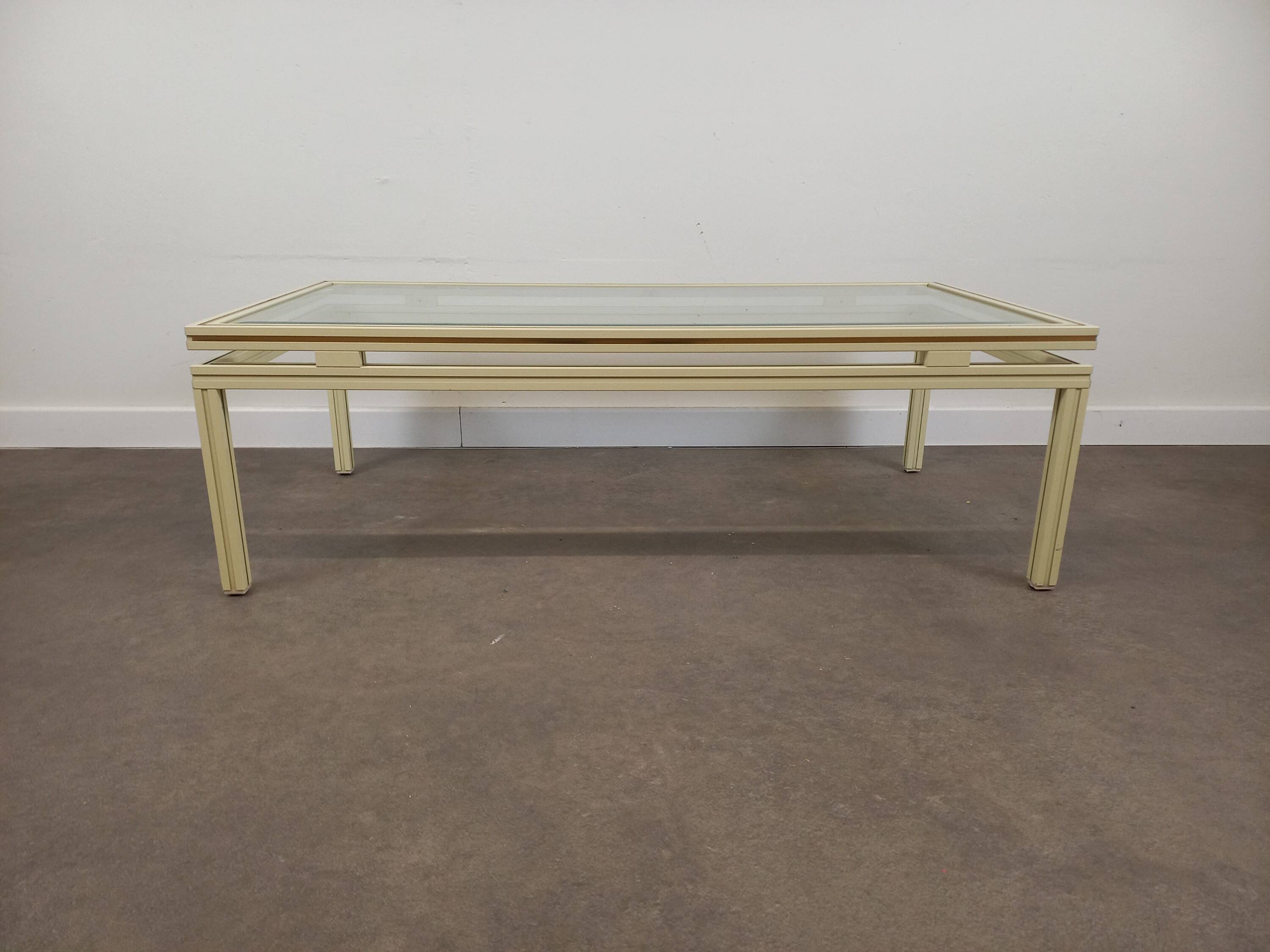 Glass and metal coffee table Pierre Vandel