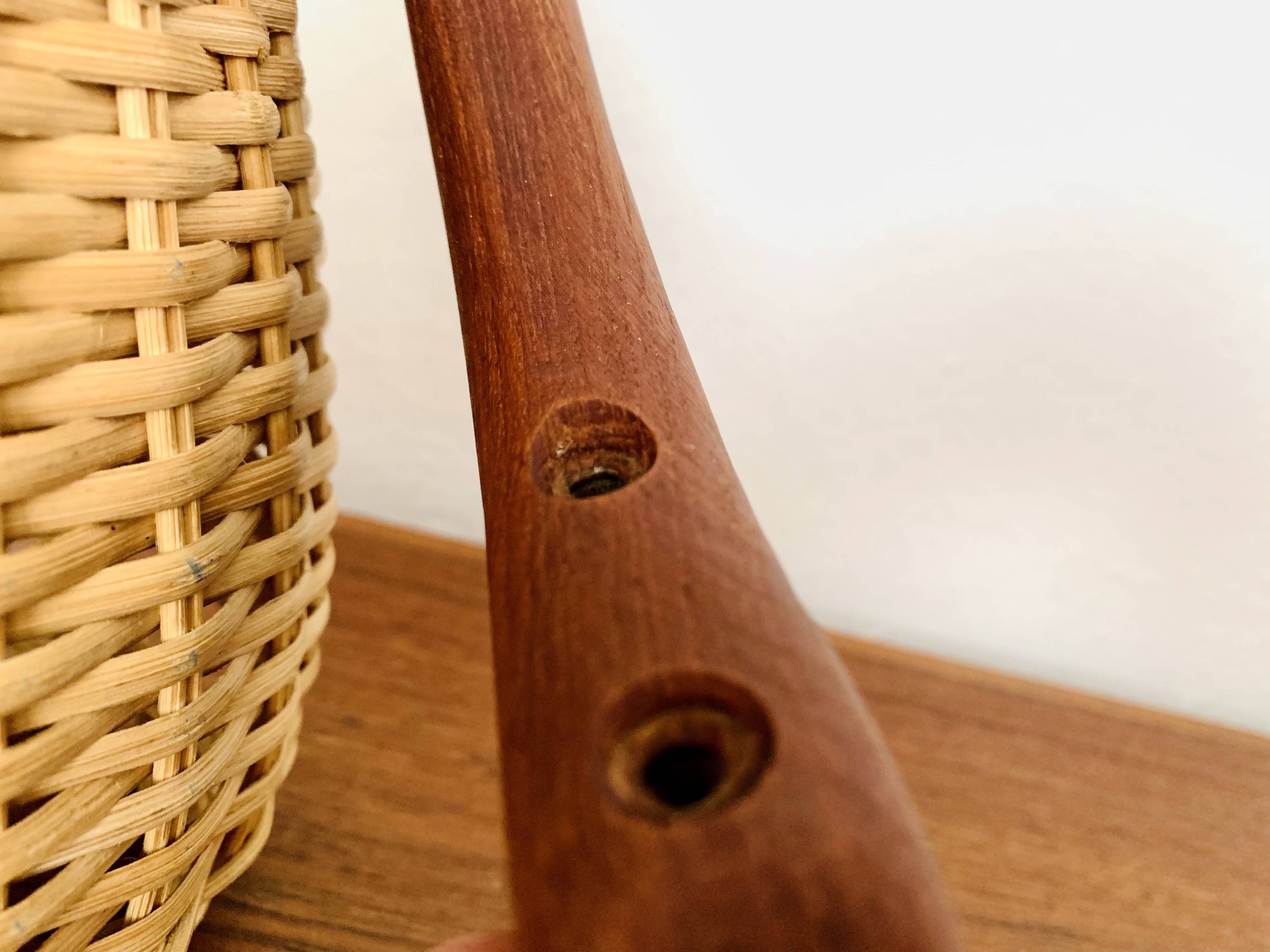 Danish Teak and Wicker Wall Lamp