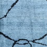 Sky Blue Wool Rug, Modern Handmade Designer Vintage Carpet, 213x281 Cm