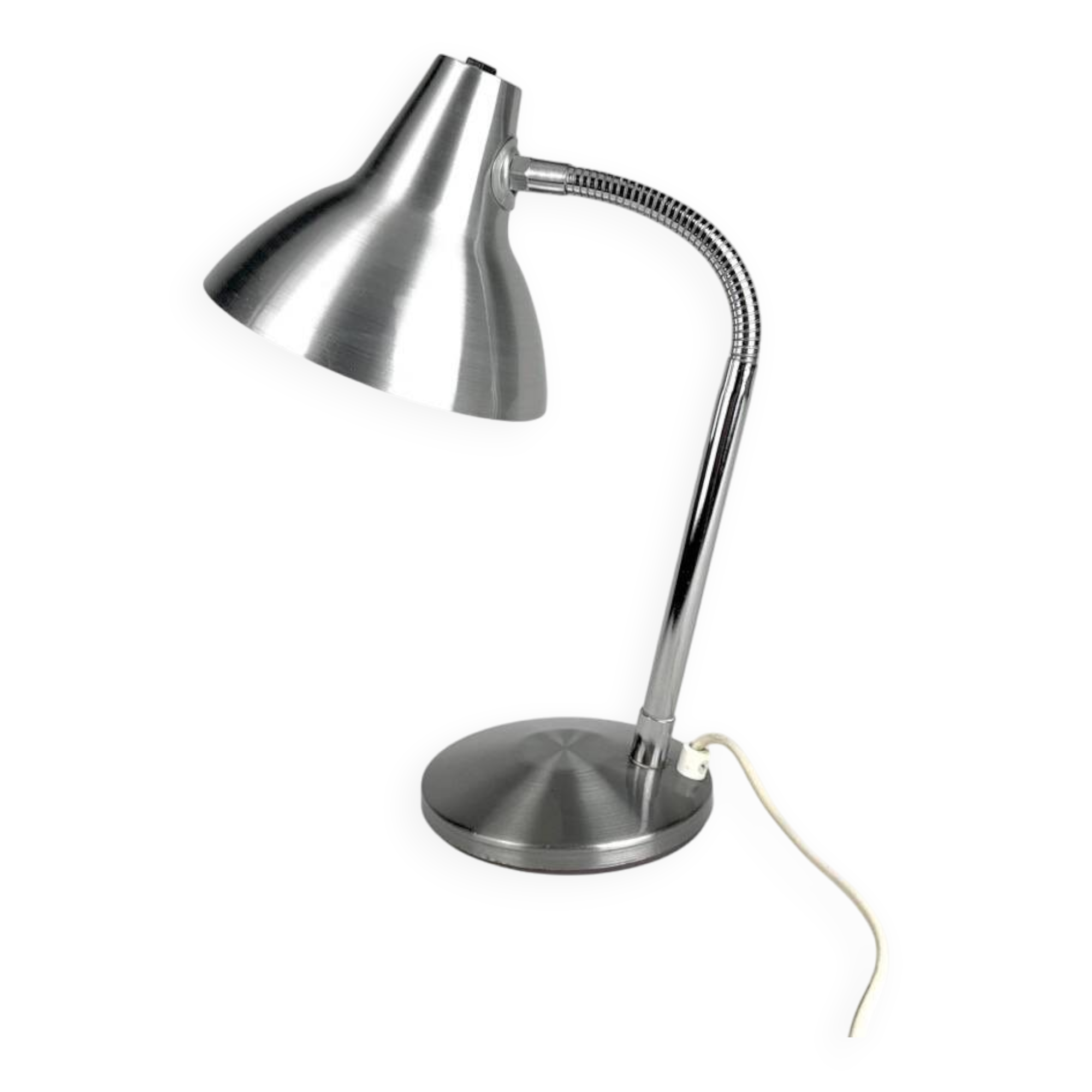 Flexible brushed aluminum lamp from the 60s