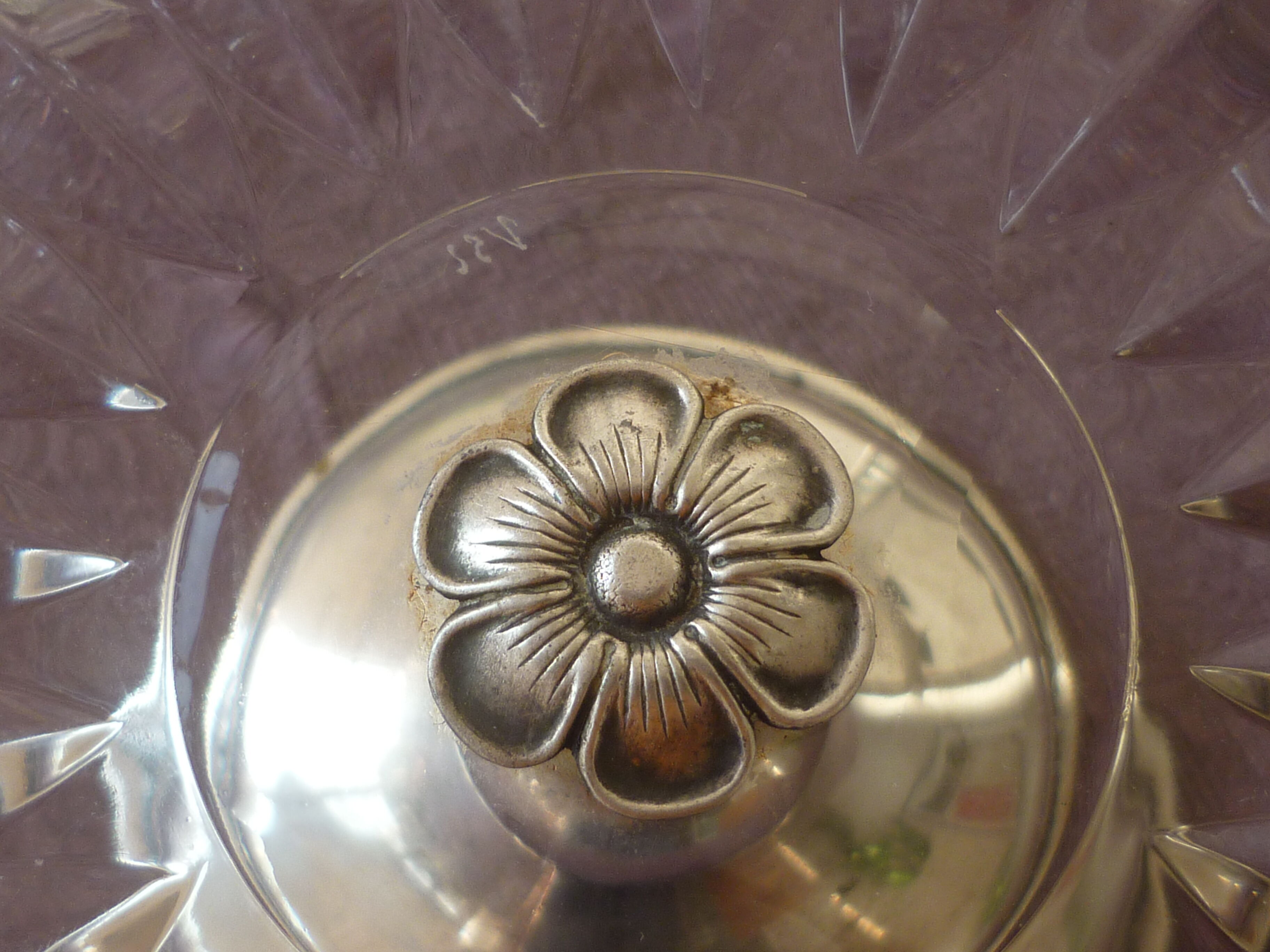 Coupe en cristal et metal argentée