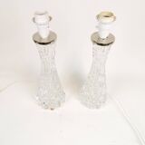 Mid-century Swedish crystal table lamps from Orrefors by Carl Fagerlund.