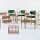 Set de 9 jardinières et petites tables en faux bambou avec plateau en verre, France, années 1970