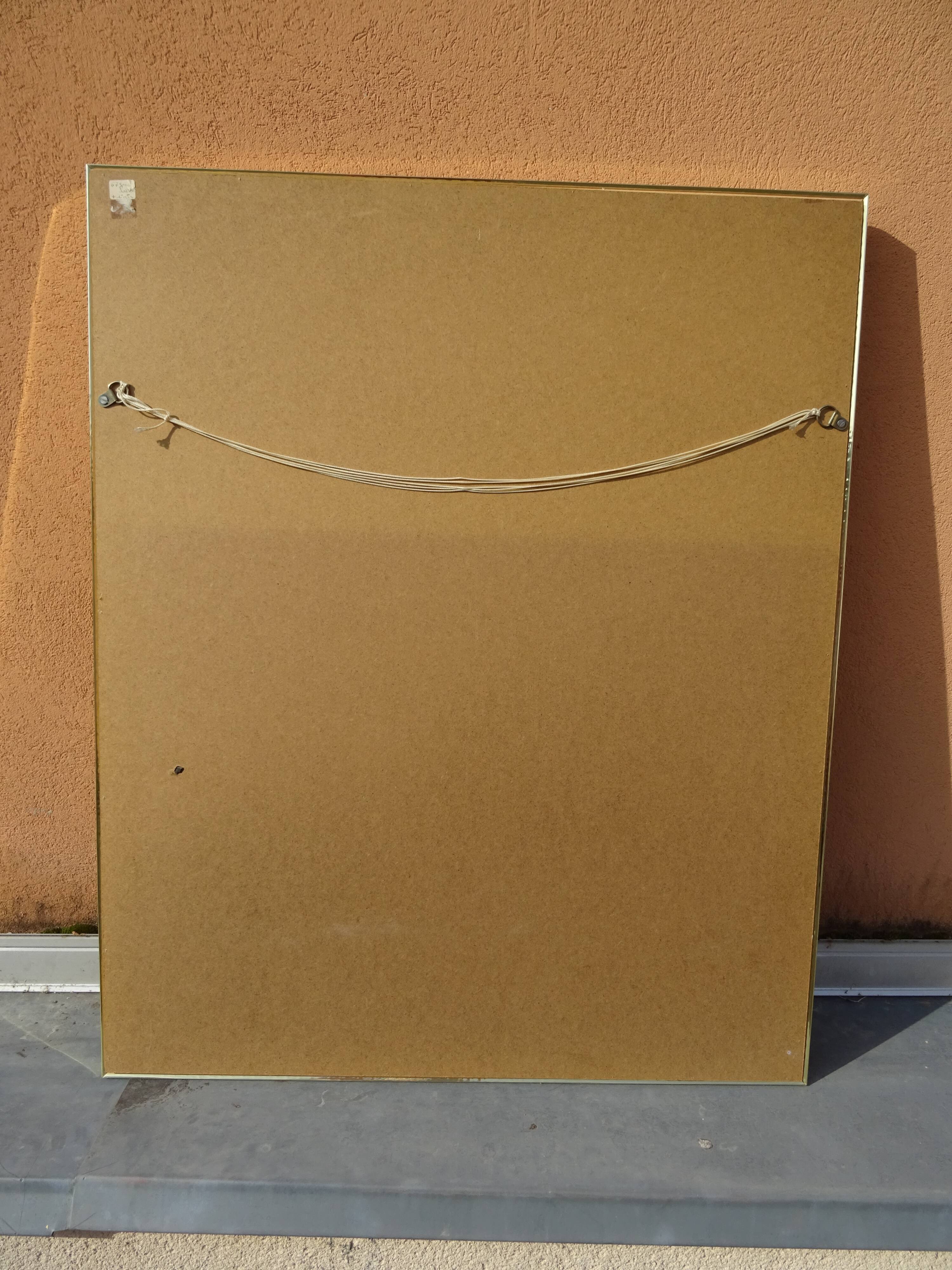 Brass and plexiglass mirror, 80s design