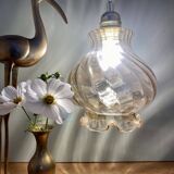 Vintage amber glass globe pendant light