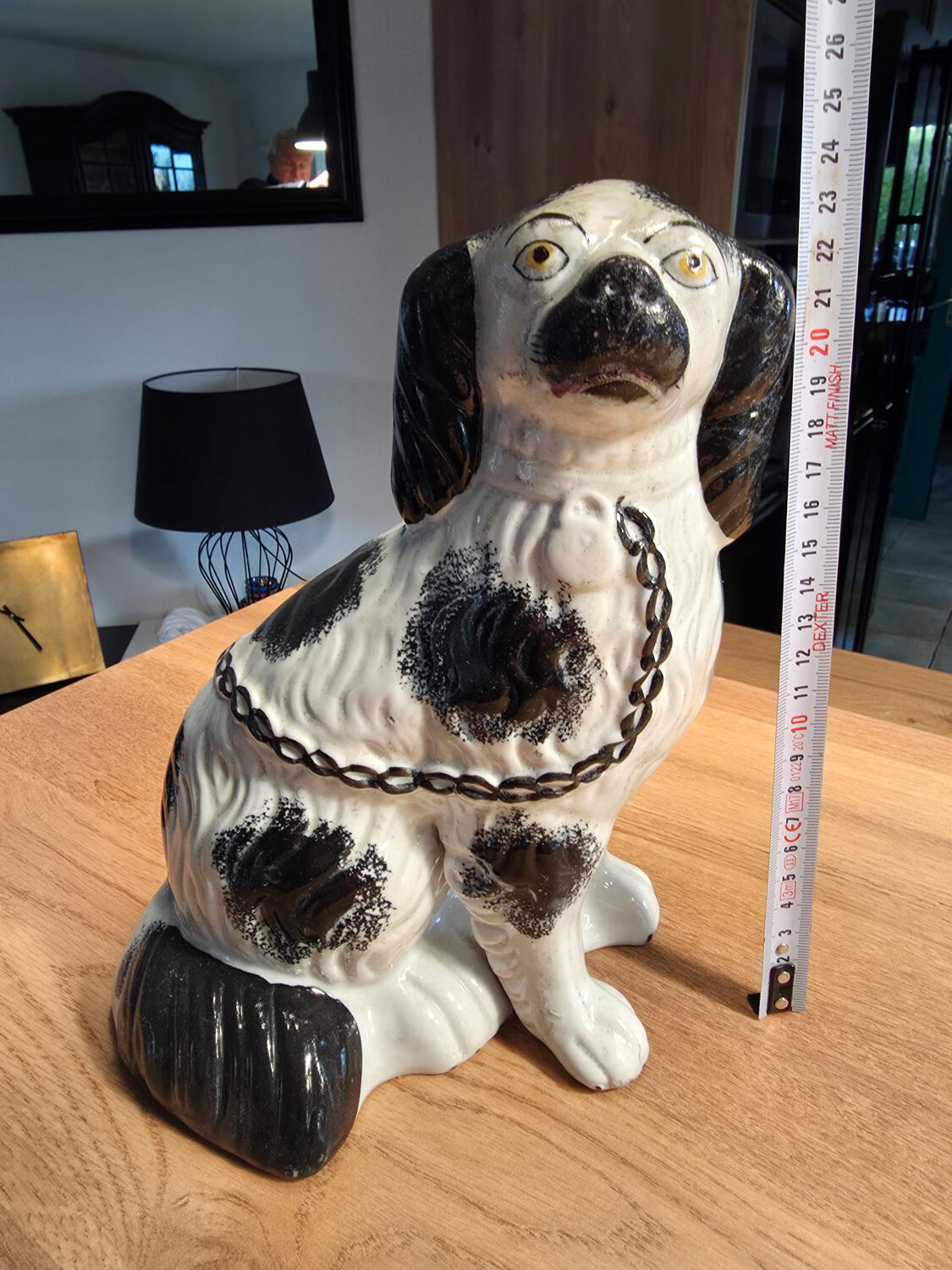 Pair of Staffordshire-type ceramic dogs - King Charles - 20th century