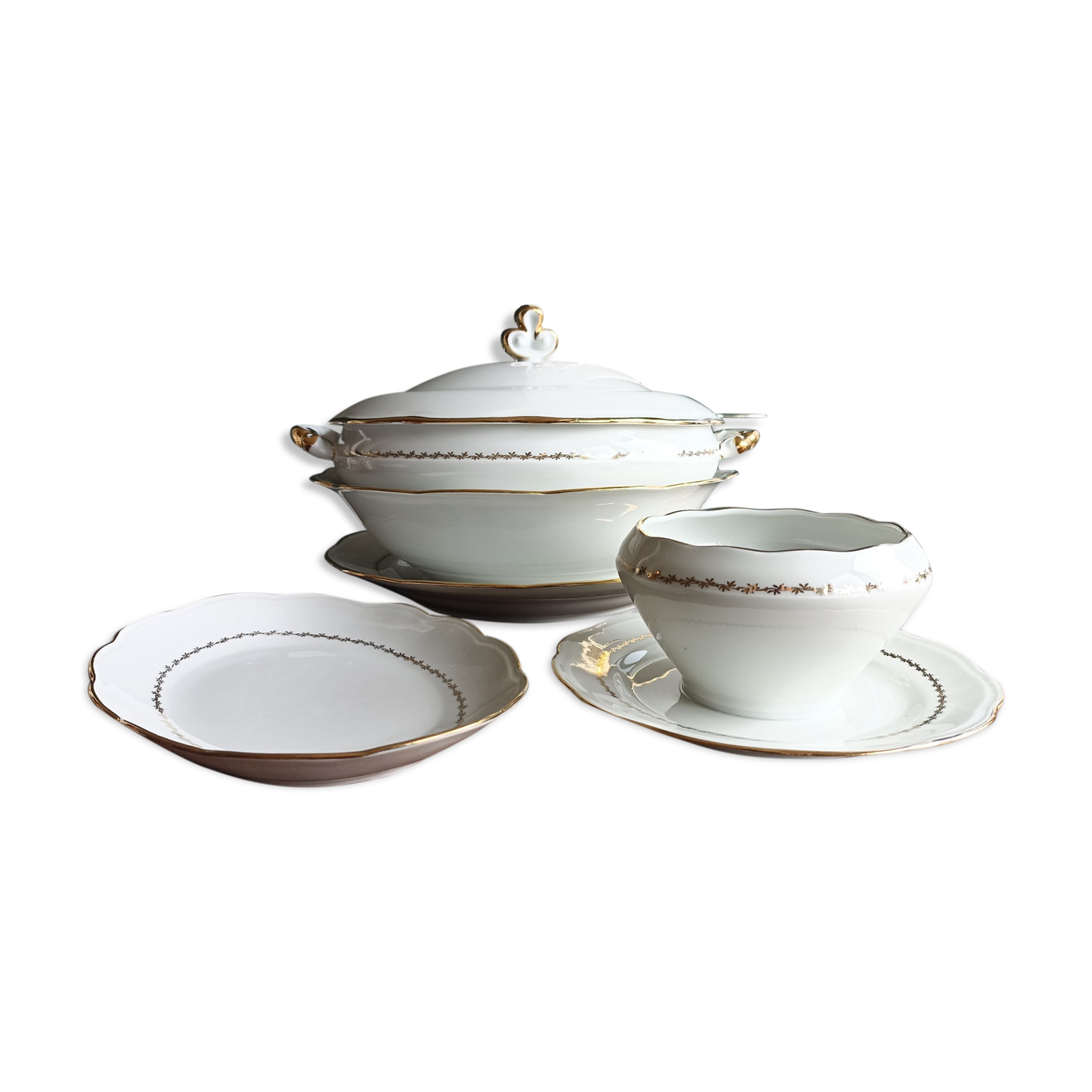 SFP service dish set - Limoges - White and golden