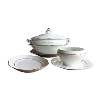 Set de plats de service SFP Limoges blanc et doré