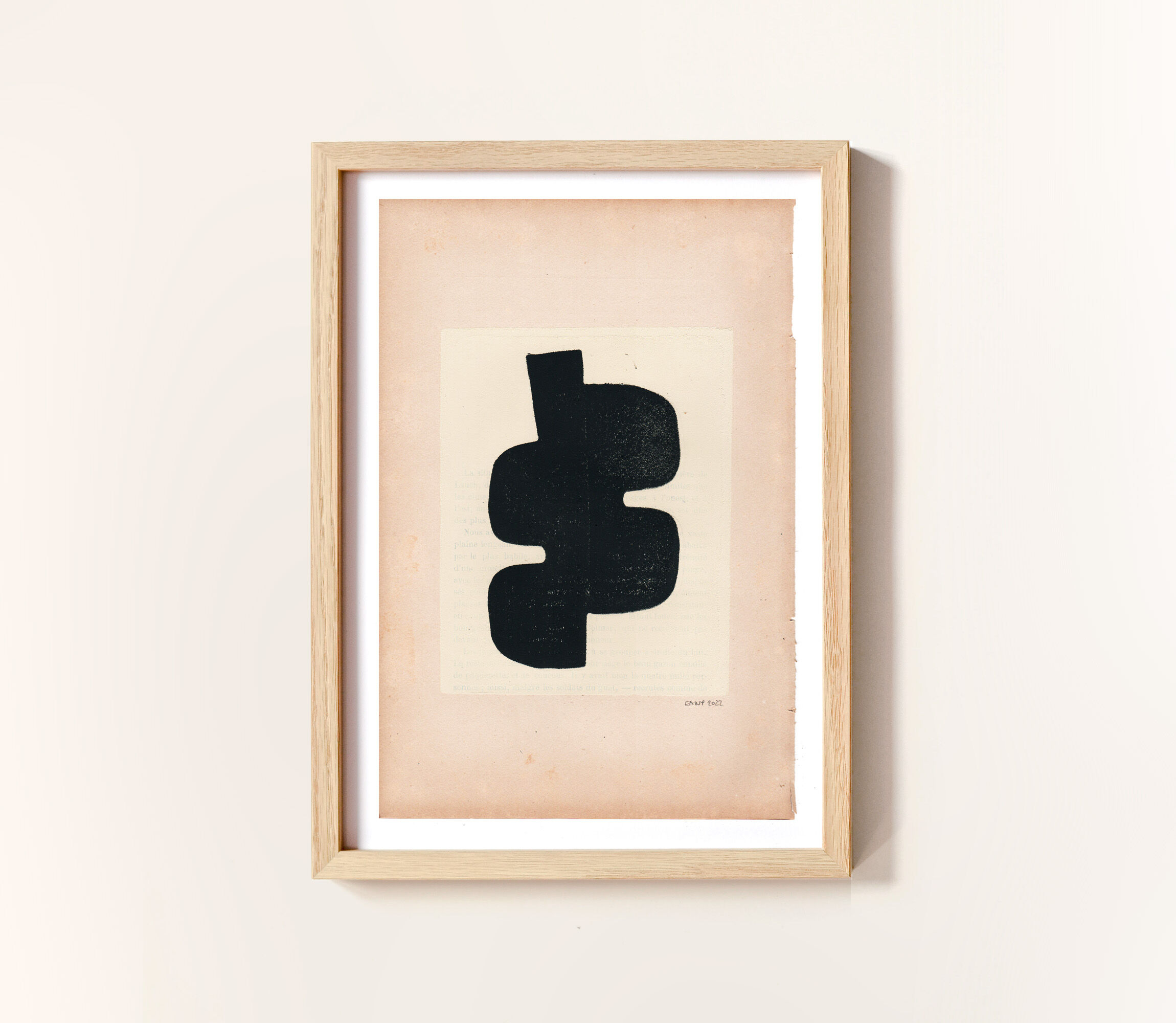 Painting on old paper M706 signed Eawy