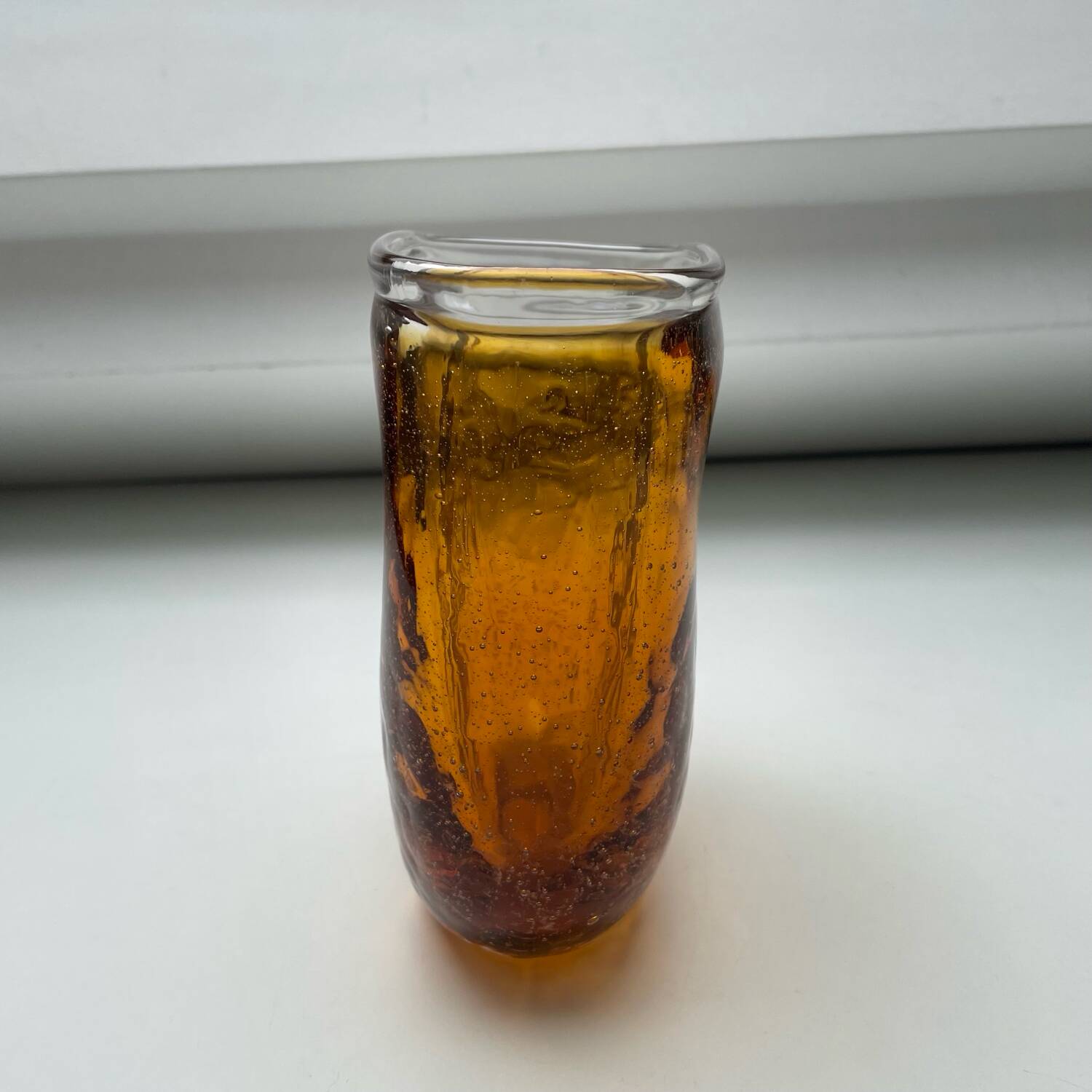 Amber blown glass vase