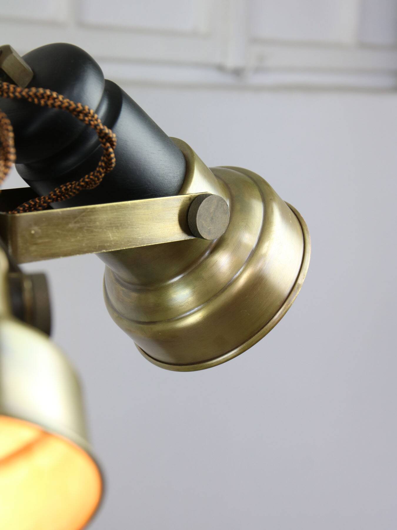Vintage Italian Brass Reflector Chandelier, 70s