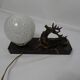 Art deco night light bedside lamp Deer and opaline white ball