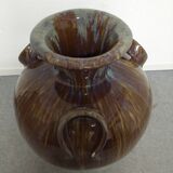 XXL amphora jar in Art Nouveau enamelled stoneware circa 1900