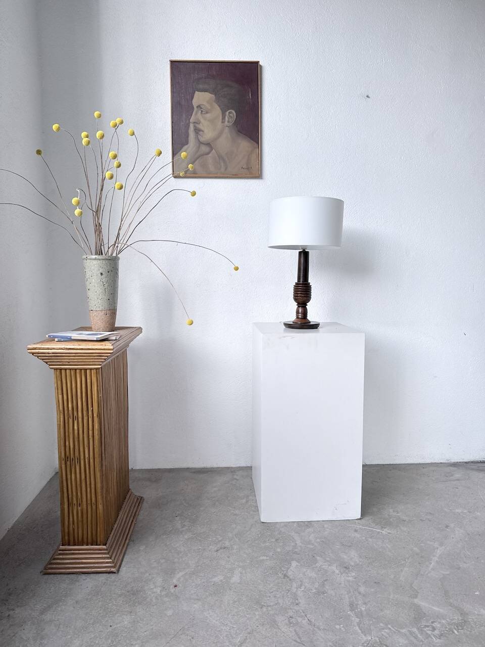 1940s Art Deco oak desk lamp