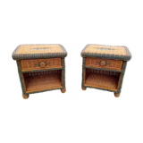 Pair of rattan bedsides