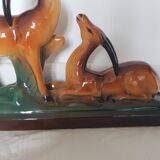 Art Deco ceramic sculpture of a pair of antelopes by Charles Lemanceau