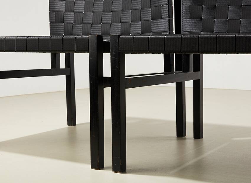 Gijs bakker Pair of Seatbelt Lounge Chairs + Side Table for Castelijn 1978