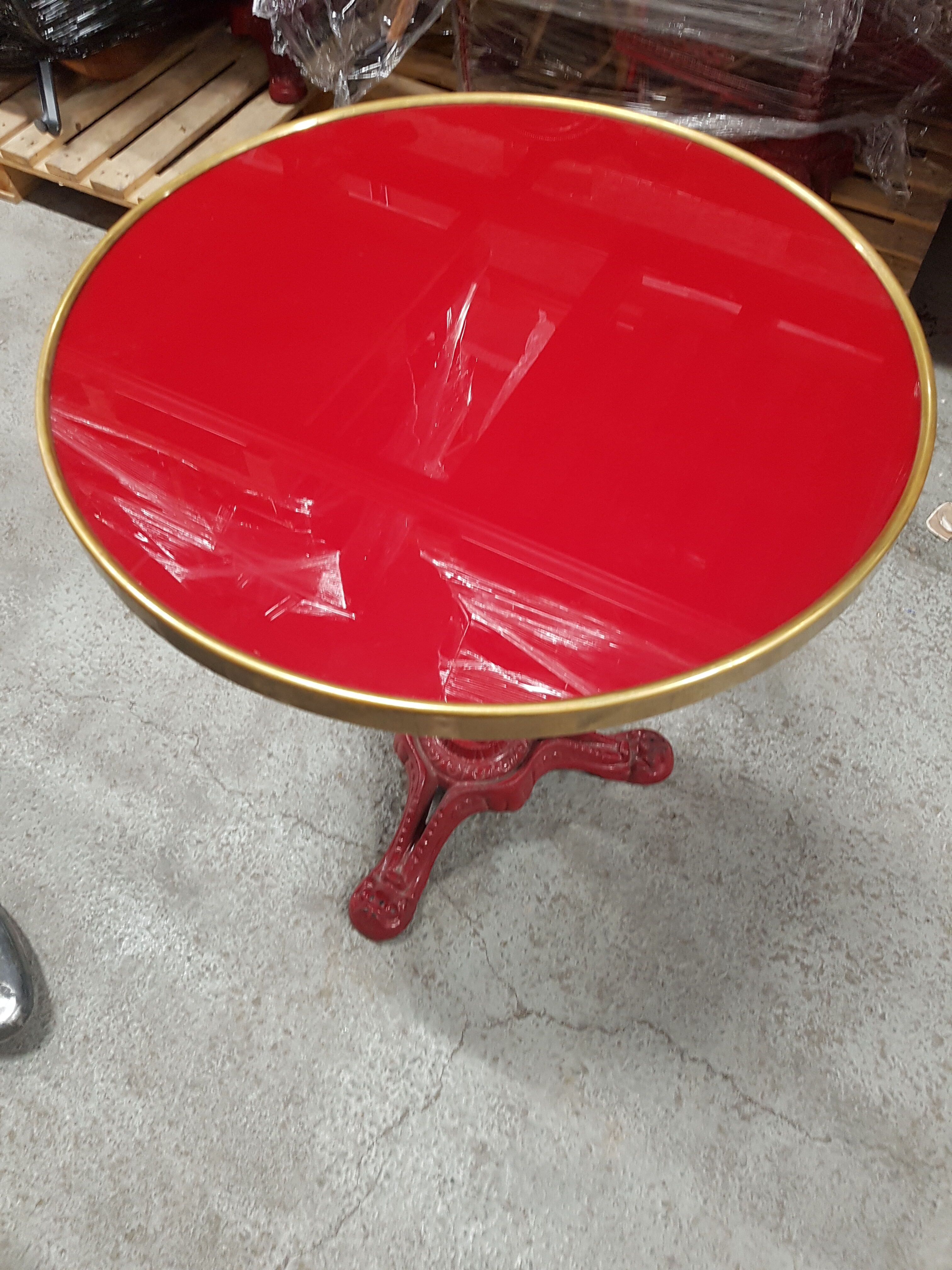 Table bistrot ronde rouge